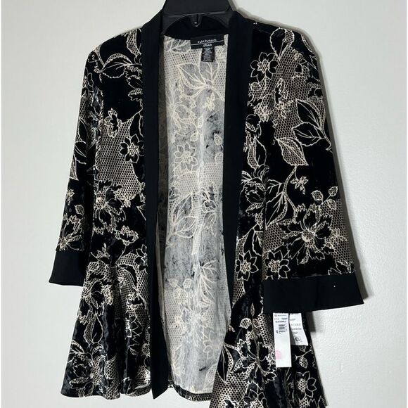 R&M Richards Womens Black-Ivory 1 PC Cocktail Party jacket Petites size 10, New - Picture 7 of 11